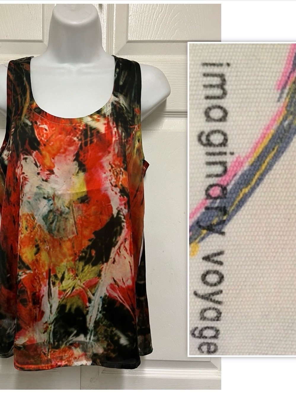 Imaginary Voyage Multicolored Abstract Print Top